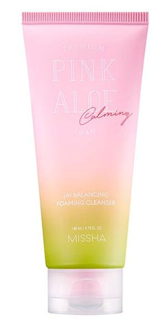 MISSHA Premium Pink Aloe PH Balancing Foaming Cleanser 140ml - LoveToGlow